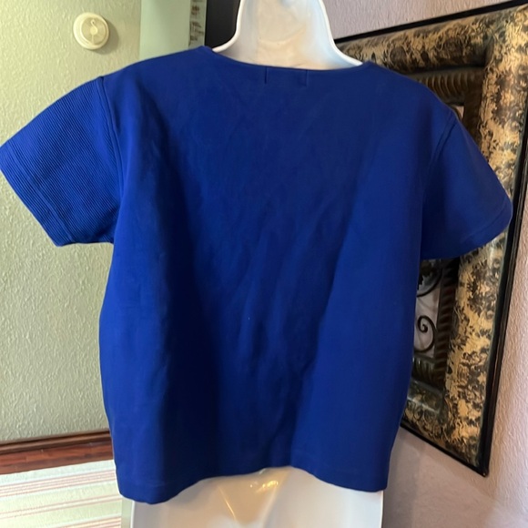 VTG Jones New York Sport Knit Top -Blue short sleeve Sz L - Picture 4 of 8